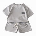 thumbnail image 1 of TOWED22 Toddler Baby Boy Summer Clothes Tractor/Funny Letters Print T-Shirt Casual Shorts Set Infant Baby Farm Clothes Grey,11-12 Y, 1 of 4