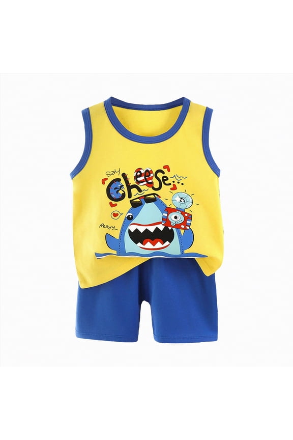 Toddler Baby Boy Summer Outfit Airplane/Boat Smocked Short Sleeve T-Shirt Tops Striped Shorts Set Pilot Clothes(Yellow,18-24 M)