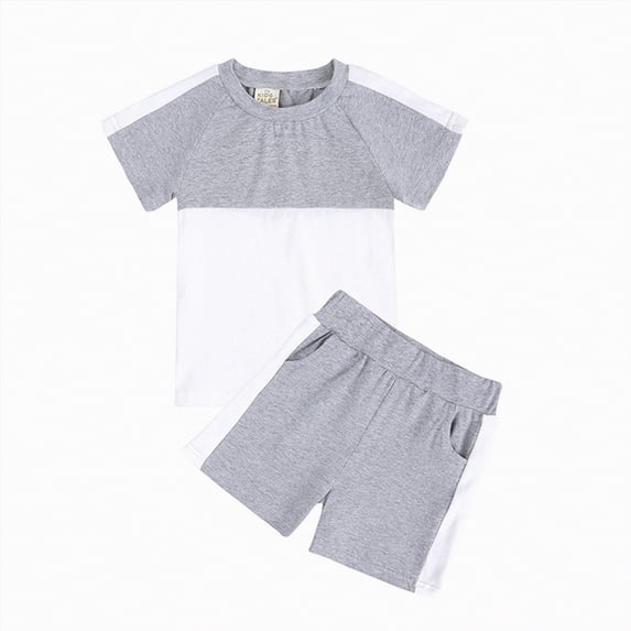 TOWED22 Toddler Baby Boy Summer Outfit Boys Cross Tractor T Shirt Tops Plaid Shorts 2pcs Set Spring Summer Cute Clothes Grey,11-12 Y