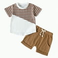 thumbnail image 1 of TOWED22 Toddler Baby Boy Summer Outfit Funny Letter T-Shirts Top Shorts Set Infant Boy Summer Clothes 6 12 18 Months 2T 3T(Brown,18-24 Months), 1 of 9