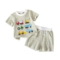 thumbnail image 1 of TOWED22 Toddler Baby Boy Summer Outfit Infant Short Sleeve Hunting Fish Embroidery Tops Shorts 2pcs Set Kids Cute Clothes(Green,6-12 M), 1 of 4