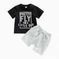 thumbnail image 1 of TOWED22 Toddler Baby Boy Summer Outfit Letter Embroidery Short Sleeve T Shirt Plaid Shorts Casual Clothes 2Pcs Set(Grey,0-3 M), 1 of 6