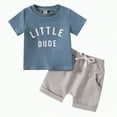 thumbnail image 1 of TOWED22 Toddler Baby Boy Summer Outfit Short Sleeve T-Shirt Tops Elastic Drawstring Shorts Set Baby Boys Clothes(Blue,0-6 Months), 1 of 9