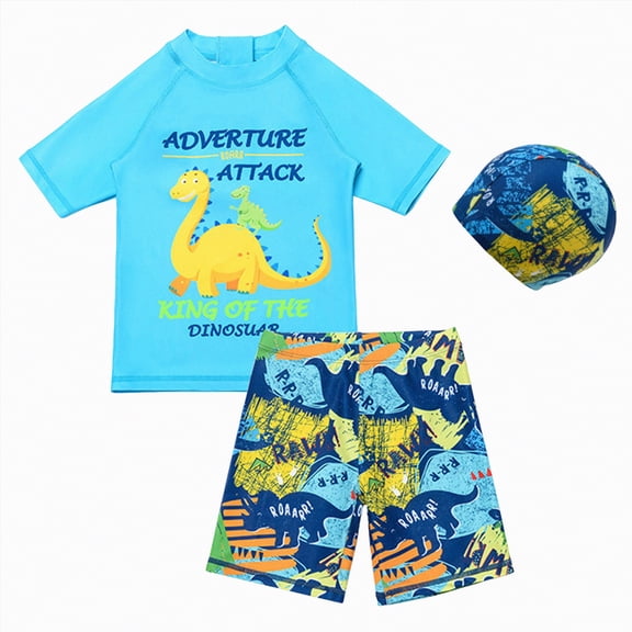 TOWED22 Toddler Baby Boy Swimsuit UPF 50  Rash Guard Shark Dolphin Print Top Shorts Hat Swimwear Bathing Suit Mint Green,2-3 Y