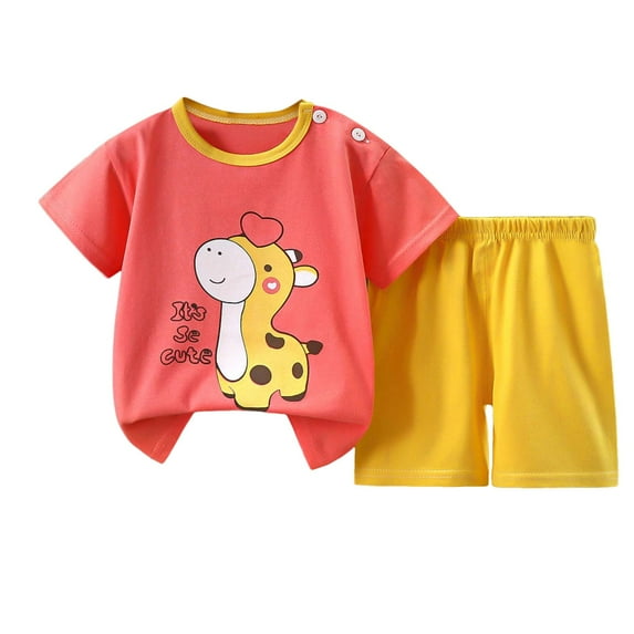 TOWED22 Toddler Baby Boys Baseball Outfits Embroidery Short Sleeve T Shirts and Plaid Shorts Set 2Pcs Summer Clothes Sets(Watermelon Red,9-18 M)