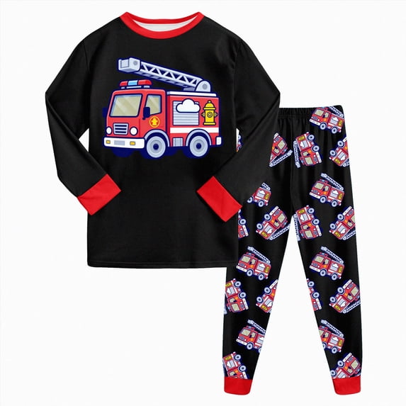 TOWED22 Toddler Baby Boys Fall Outfits Infant Long Sleeve Tractor Print Clothing Sets 2pcs Winter Clothes Size:4-5 Y,Color:Red