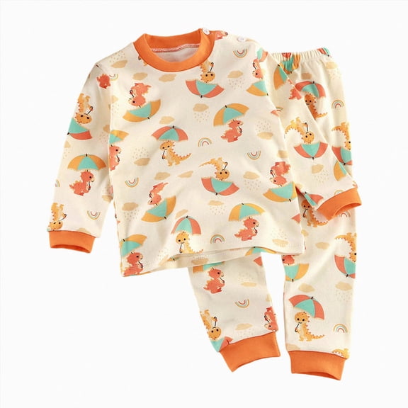 TOWED22 Toddler Baby Boys Girls Fall Clothes Print Outfit Long Sleeve Sweatshirt and Jogger Pants Set Size:8-9 Y,Color:Orange