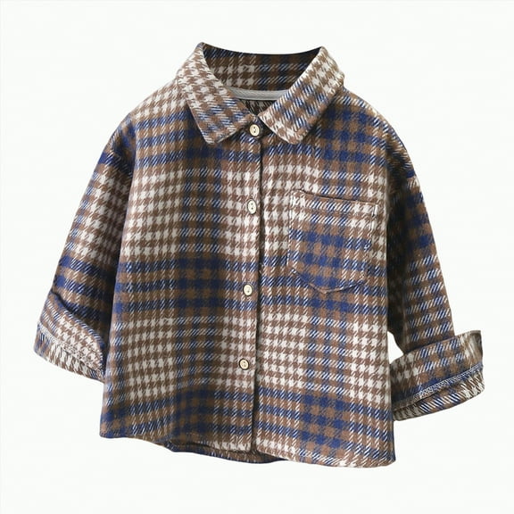 TOWED22 Toddler Baby Boys Plaid Flannel Shirt Long Sleeve Button Down Shirts(Blue,9-10 Y)
