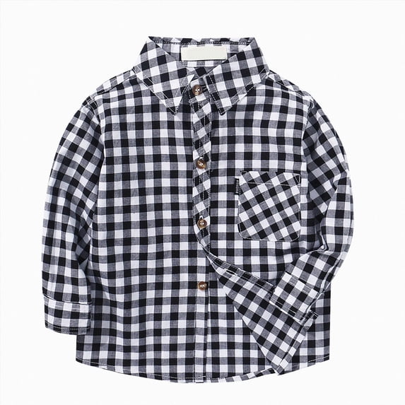 TOWED22 Toddler Baby Boys Plaid Flannel Shirt Long Sleeve Button Down Shirts Fur-Lined Jacket Shirt Winter Fall Tops Clothes,Black,12-14 Y