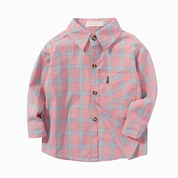 TOWED22 Toddler Baby Boys Plaid Flannel Shirt Long Sleeve Button Down Shirts Fur-Lined Jacket Shirt Winter Fall Tops Clothes,Light Pink,12-14 Y