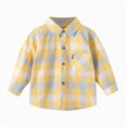 thumbnail image 1 of TOWED22 Toddler Baby Boys Plaid Flannel Shirt Long Sleeve Button Down Shirts Fur-Lined Jacket Shirt Winter Fall Tops Clothes,Light Yellow,12-14 Y, 1 of 4