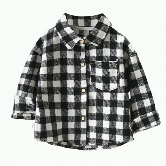 TOWED22 Toddler Baby Boys Plaid Flannel Shirt Long Sleeve Button Down Shirts(Grey,9-10 Y)