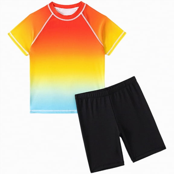 TOWED22 Toddler Baby Boys Rash Guard Set for Kids Boys Swim Set with Swim Trunks Long Sleeve Bathing Suits(Red,8-9 Y)