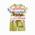 thumbnail image 1 of TOWED22 Toddler Baby Boys Summer Clothes Set Short Sleeve T-Shirt and Shorts Outfit Light Green,12-18 M, 1 of 4