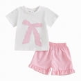 thumbnail image 1 of TOWED22 Toddler Baby Clothes 2pcs Sets Short Sleeve Crew Neck Shirt Tee + Shorts Princess Summer Outfits Casual Clothing(Pink,6-12M), 1 of 6