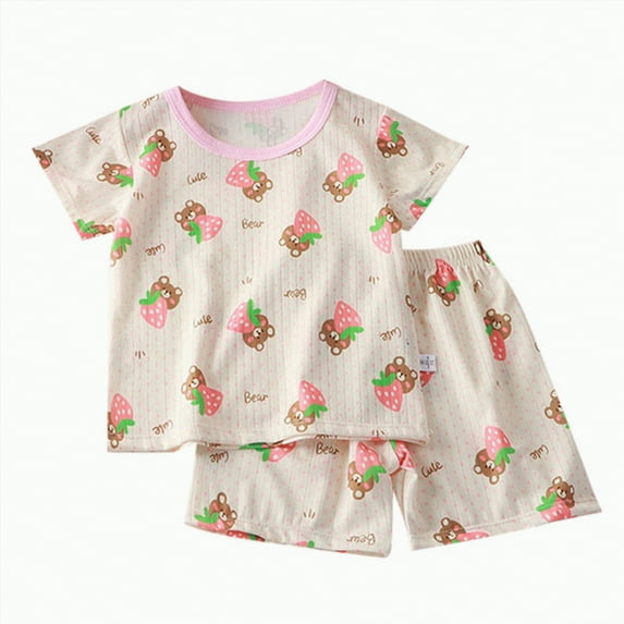 TOWED22 Toddler Baby Girl 2PCS Embroidered Short Sleeve Tops Elastic Waist Shorts Outfits Set(Pink,6-7 Y)