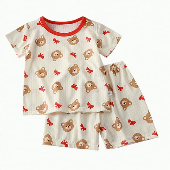 TOWED22 Toddler Baby Girl 2PCS Embroidered Short Sleeve Tops Elastic Waist Shorts Outfits Set(Red,12-18 M)