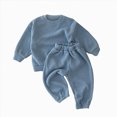 thumbnail image 1 of TOWED22 Toddler Baby Girl Boy Clothes Fall Winter Outfits Long Sleeve Sweatshirt and Pants Set Zip Shirt Pants Sets 2pcs Casual Clothing(Light Blue,3-6 M), 1 of 4