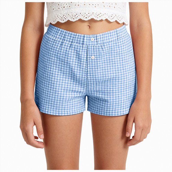 TOWED22 Toddler Baby Girl Boy Gingham Shorts Infant Plaid Seersucker Casual Elastic Waist Shorts Pants Bottoms Summer(Blue,11-12 Y)