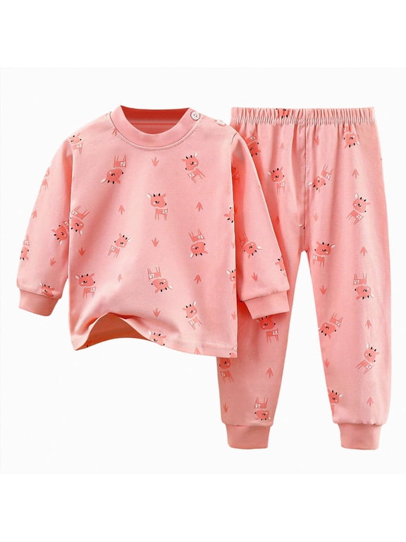 Toddler Baby Girl Boy Set 2 Piece Long Sleeve T Shirt and Elastic Joggers Pants Cute Graphic Print Fall Winter Clothes Outfits Clothing(Light Pink,2-3 Y)