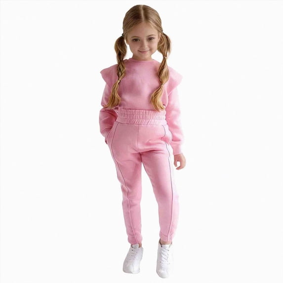 TOWED22 Toddler Baby Girl Clothe Long Sleeve Shirt Sweatshirt Leggings 2 Piece Kids Baby Girl Fall Outfit Winter Clothe,Pink,6-7 Y