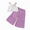 thumbnail image 1 of TOWED22 Toddler Baby Girl Clothes 2pcs Summer Outfits Sleeveless Smocked Floral Camisole Linen Long Pants Set(Purple,5-6 Y ), 1 of 9