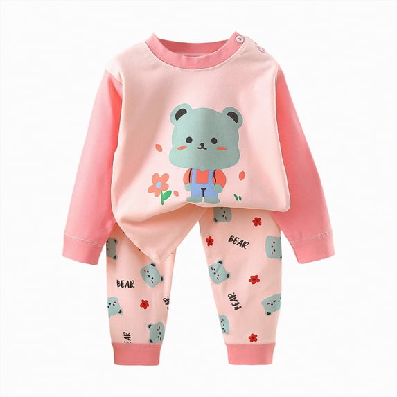 TOWED22 Toddler Baby Girl Clothes Girl Long Sleeve Pullover Sweatshirt Stretch Jogger Pants Fall Winter Outfit Pink,18-24 M