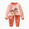 thumbnail image 1 of TOWED22 Toddler Baby Girl Clothes Girl Long Sleeve Pullover Sweatshirt Stretch Jogger Pants Fall Winter Outfit Red,6-12 M, 1 of 6