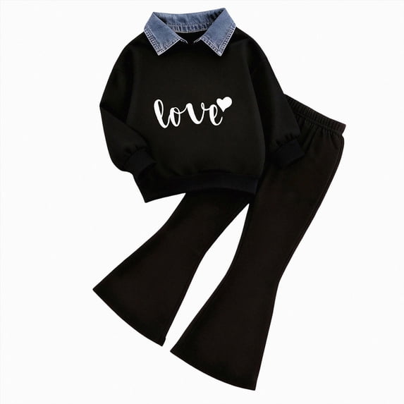 TOWED22 Toddler Baby Girl Clothes Graphic Sweatshirt Outfits Spring Long Sleeve Tops Pant Outfit Infant Girls Sweatsuit Set,G,4-5 Y