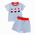 thumbnail image 1 of TOWED22 Toddler Baby Girl Clothes Outfits,Summer Ruffle Ribbed Flower T Shirt Shorts Set Clothes for Girls(Blue,3-6 M), 1 of 7