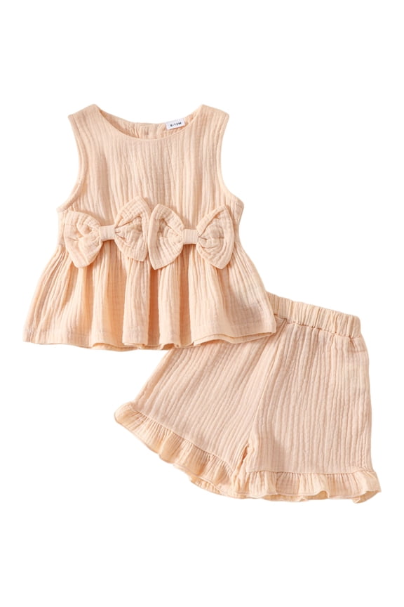 Toddler Baby Girl Clothes Summer 2Pcs Outfits Thin Strap Floral Smocked Top & Pocket Shorts Set 9M-5T(Beige,4-5 Y)