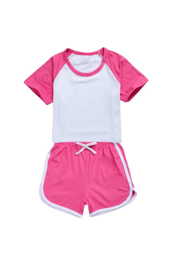 Toddler Baby Girl Clothes Summer Set Letter Graphic Tee and Lounge Shorts Casual Wear Hot Pink,7-8 Y