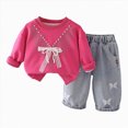 thumbnail image 1 of TOWED22 Toddler Baby Girl Clothes Waffle Knit Floral Outfits Fall Winter Long Sleeve Shirt Pants 2 Piece Girls Clothing Sets,Hot Pink,18-24 M, 1 of 9