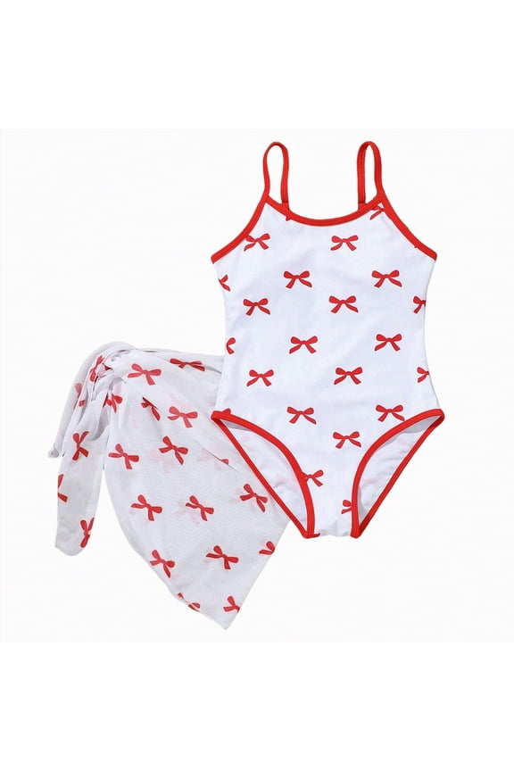 Toddler Baby Girl One Piece Swimsuit Print Fly Sleeve Ruffle Trim Bathing Suit Summer Rash Guard Beachwear Red,10-11 Y