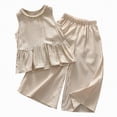 thumbnail image 1 of TOWED22 Toddler Baby Girl Outfits 2 Piece Sleeveless Floral Print Ruffle Tops with Long Pants Clothes(Khaki,2-3 Y), 1 of 7