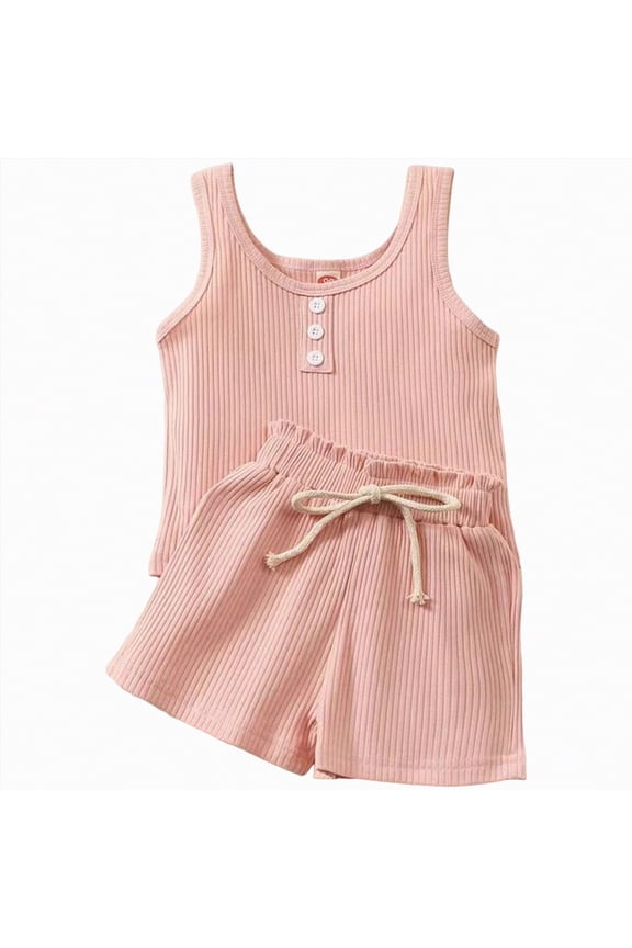 Toddler Baby Girl Outfits Floral Summer Clothes Infant Spring Waffle Short Sleeve Shirt Tops Cute Shorts Set(Blazer,3-4 Y)