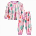 thumbnail image 1 of TOWED22 Toddler Baby Girl Outfits Ruffle Long Sleeve Print Tops + Flare Pants Set Toddler 2Pcs Fall Winter Clothes Size:2-3 Y,Color:Pink, 1 of 6