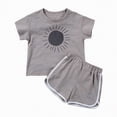 thumbnail image 1 of TOWED22 Toddler Baby Girl Outfits Short Sleeve Bow Embroidery T-shirt Ruffle Stripe Shorts Summer Clothes 6M-4T Grey,4-5 Y, 1 of 9