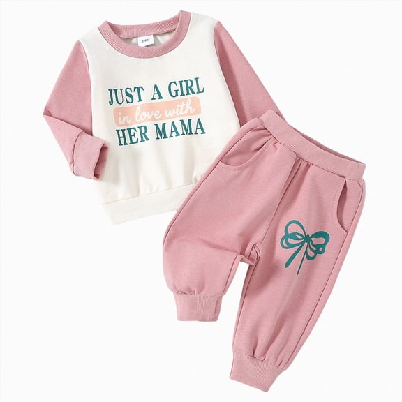 TOWED22 Toddler Baby Girl Outfits Soft Comfy Sweatshirt and Bell Bottom Pants Fall Winter Clothes Set for Girls,Light Pink,18-24 M
