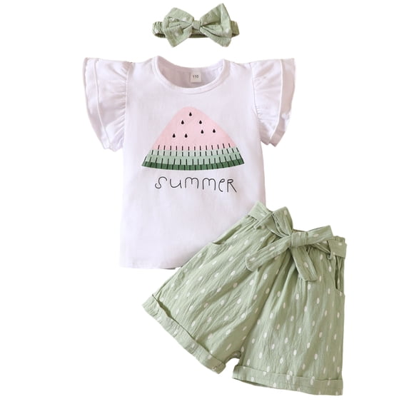 TOWED22 Toddler Baby Girl Outfits Summer 2Pcs Clothes Thin Strap Polka Dot Top & Elastic Waist Shorts Set 2-7Y(Green,12-18 M)