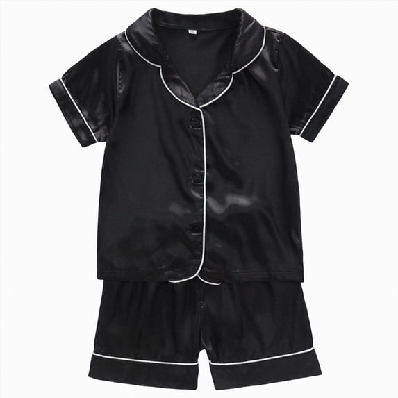 TOWED22 Toddler Baby Girl Pajamas Set Short Sleeve Button Up Shirt Tops and Shorts 2PCS PJS Sleep Sets,3-4 Y