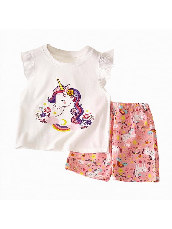 Toddler Baby Girl Summer Clothes 3 6 9 12 18 24 Months Cotton Outfits Short Sleeve Contrast T-Shirts Tops Shorts Sets(White,2-3 Y)