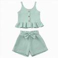 thumbnail image 1 of TOWED22 Toddler Baby Girl Summer Clothes Cotton Ruffled Sleeve Shirt Tops and Shorts Set Outfits 12Months-4T(Blazer,12-18 M), 1 of 9