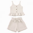 thumbnail image 1 of TOWED22 Toddler Baby Girl Summer Clothes Cotton Ruffled Sleeve Shirt Tops and Shorts Set Outfits 12Months-4T(Blazer,3-4 Y), 1 of 7