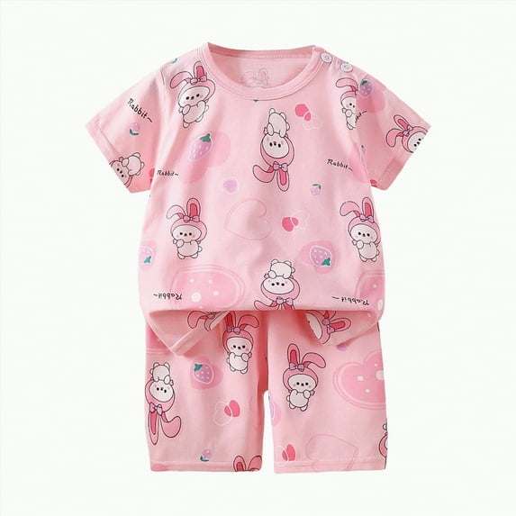 TOWED22 Toddler Baby Girl Summer Clothes Outfit Funny Letter T Shirt Top Short Set Infant Girl Clothes 6 12 18 months 2T 3T(Pink,18-24 M)