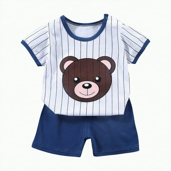 TOWED22 Toddler Baby Girl Summer Clothes Toddler Girls Summer Outfits Short Sleeve T-Shirts Shorts Clothing Set 6M-3Y(Sky Blue,12-18 M)