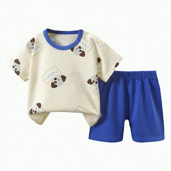 TOWED22 Toddler Baby Girl Summer Clothes Waffle 3D Floral Short Sleeve Tops Elastic Waist Shorts Cute Infant Outfits(Dark Blue,18-24 M)