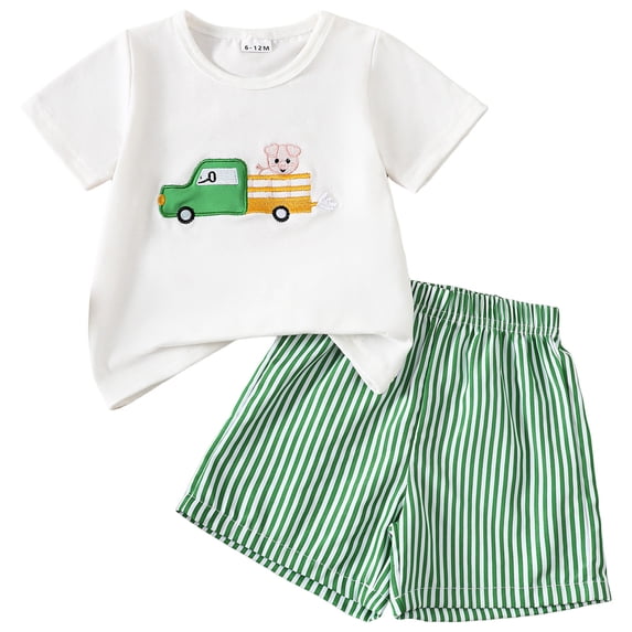 TOWED22 Toddler Baby Girl Summer Outfits 2Pcs Set Cute Butterfly Print Short Sleeve T-Shirt + Floral Shorts Casual Clothes(Green,2-3 Y)