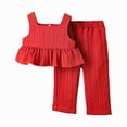 thumbnail image 1 of TOWED22 Toddler Baby Girl Summer Outfits Crochet Camisole Top and Linen Pants 2PC Kids Bohemian Beach Clothes for Girls(Red,2-3 Y), 1 of 6