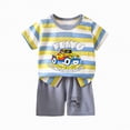 thumbnail image 1 of TOWED22 Toddler Baby Girls Boys Outfits 2pcs Clothes Summer Graphic Short Sleeve Crewneck T-Shirt Tee Shorts Set Pockets(Light Gray,7-8 Y), 1 of 4